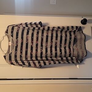 LuLaRoe Women's Small Irma Black and Gray Striped High Low Tunic Top Shirt